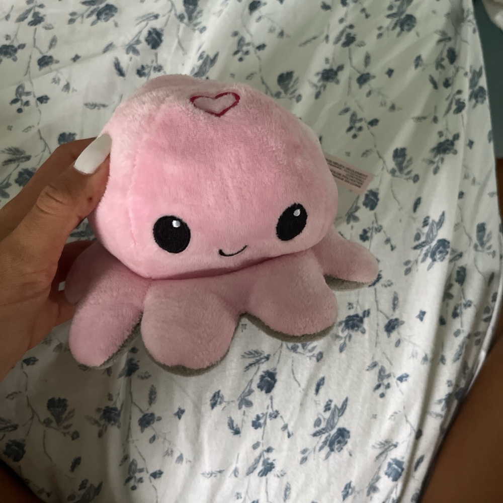 Cute Pink Plush Octopus with Heart